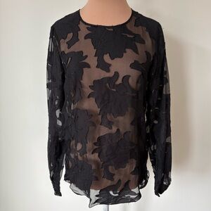 Elegant Black Sheer Floral Top